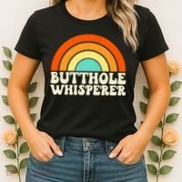 Butthole Whisperer Sarcastic Jokes Retro Groovy Rainbow Women's T-Shirt thumb 2