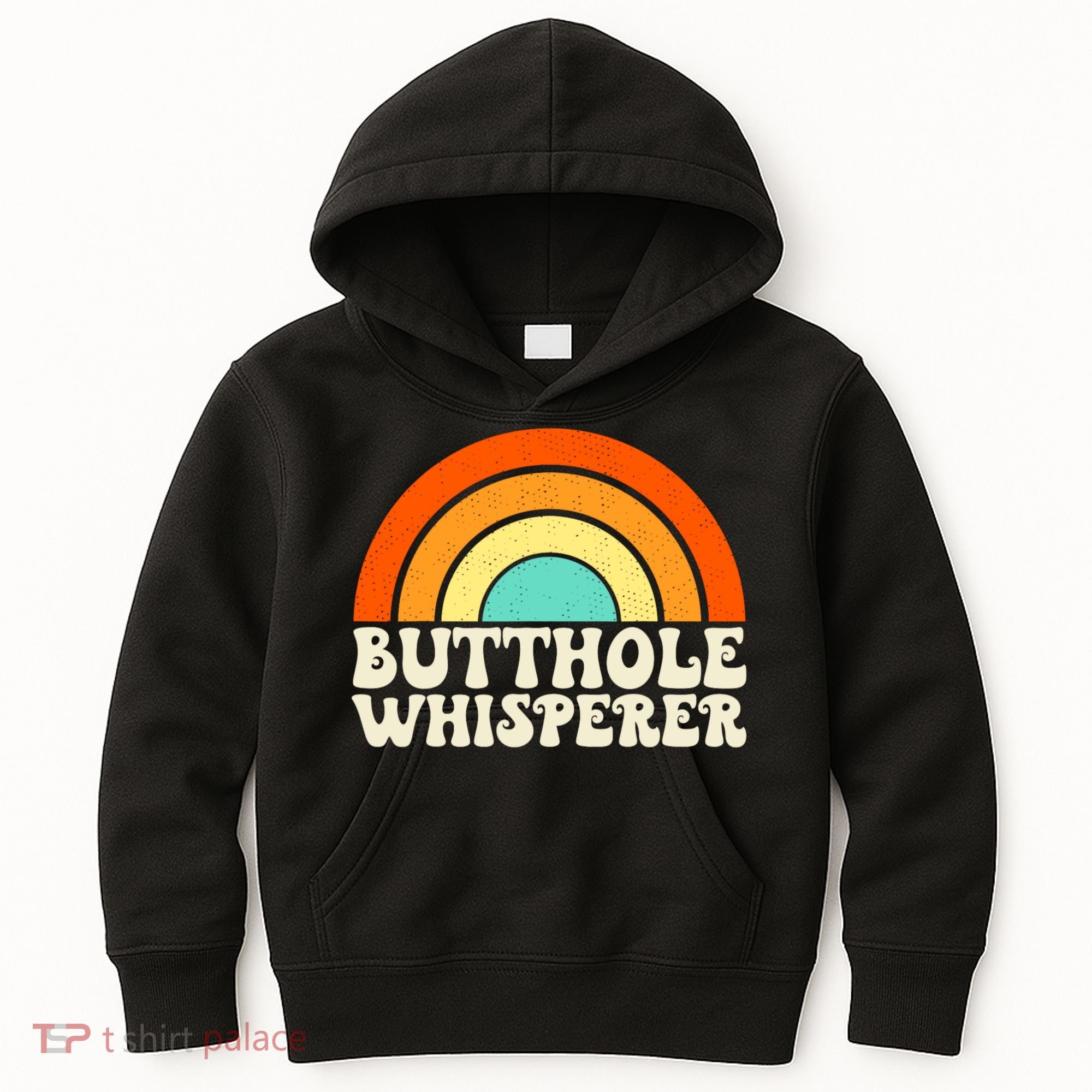 Butthole Whisperer Sarcastic Jokes Retro Groovy Rainbow Kids Hoodie