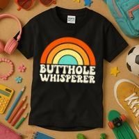 Butthole Whisperer Sarcastic Jokes Retro Groovy Rainbow Kids T-Shirt thumb 3