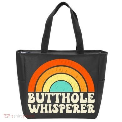 Butthole Whisperer Sarcastic Jokes Retro Groovy Rainbow Tote Bag