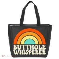 Butthole Whisperer Sarcastic Jokes Retro Groovy Rainbow Tote Bag thumb 0