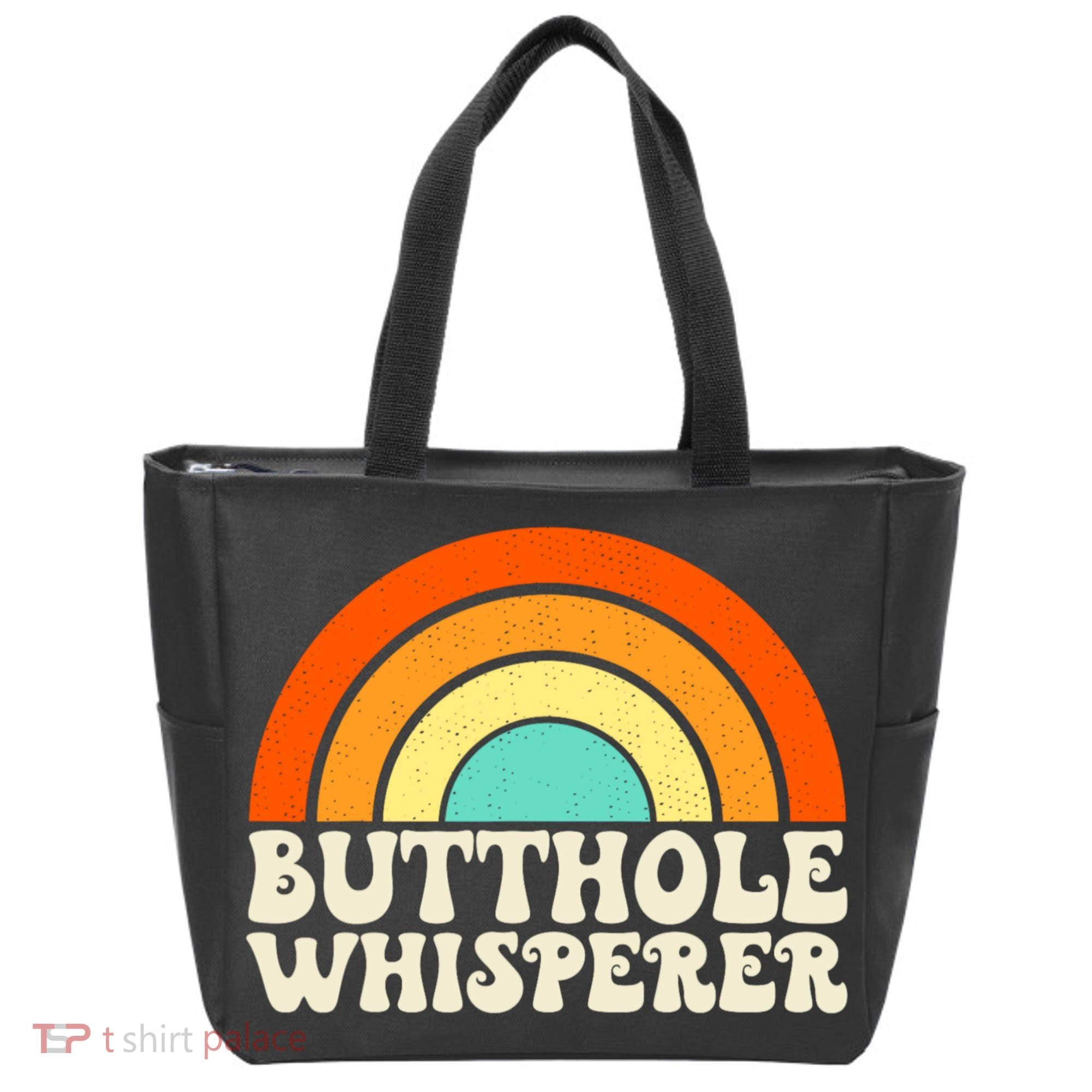 Butthole Whisperer Sarcastic Jokes Retro Groovy Rainbow Tote Bag