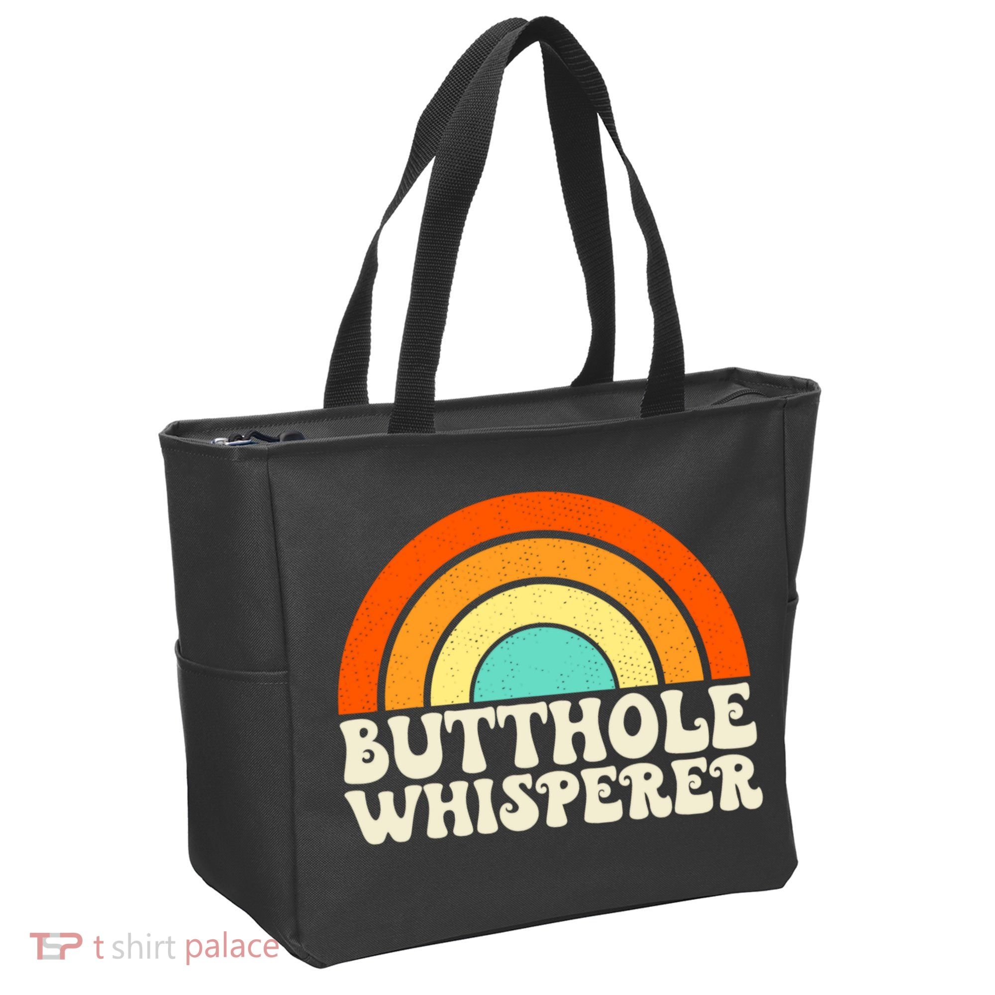Butthole Whisperer Sarcastic Jokes Retro Groovy Rainbow Tote Bag