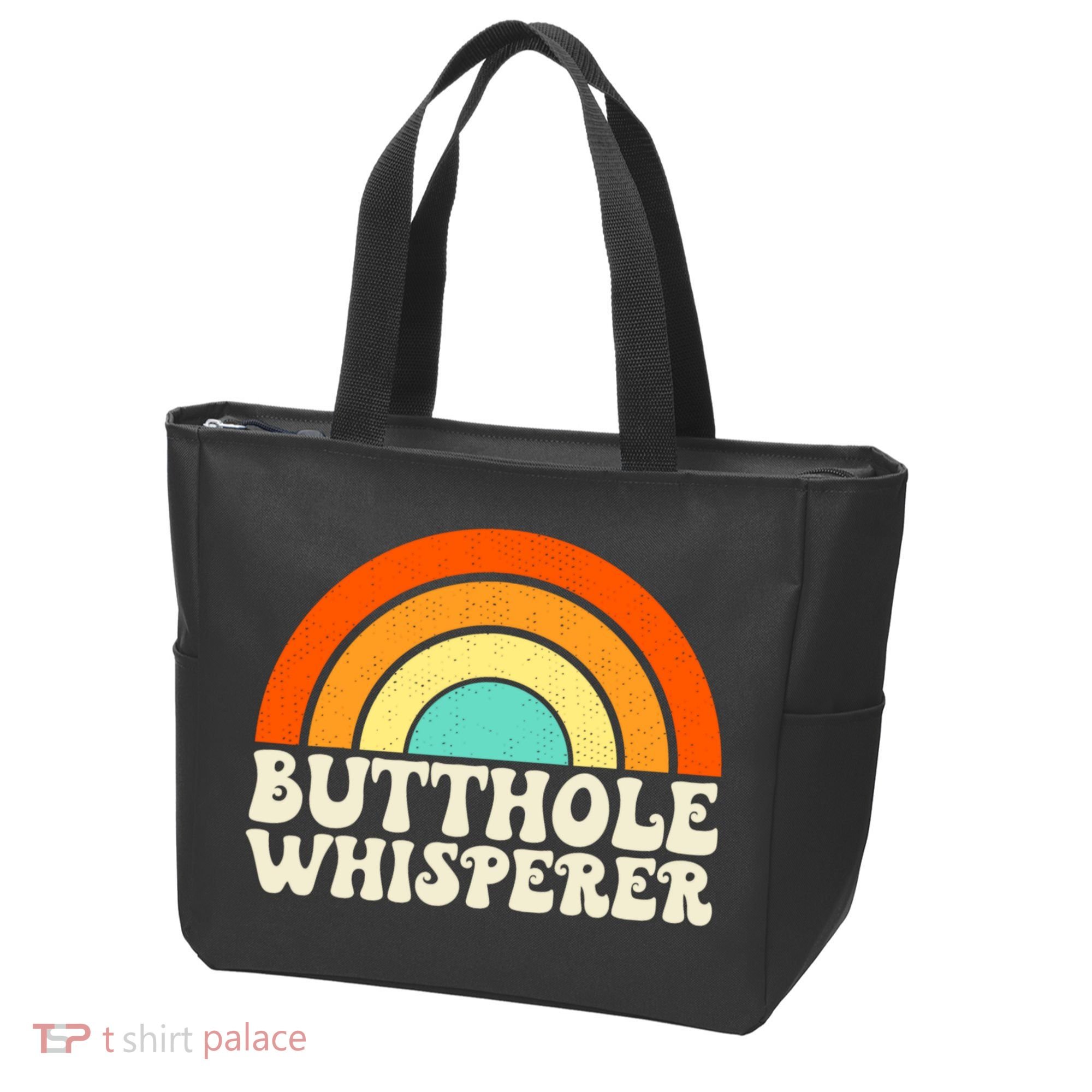 Butthole Whisperer Sarcastic Jokes Retro Groovy Rainbow Tote Bag