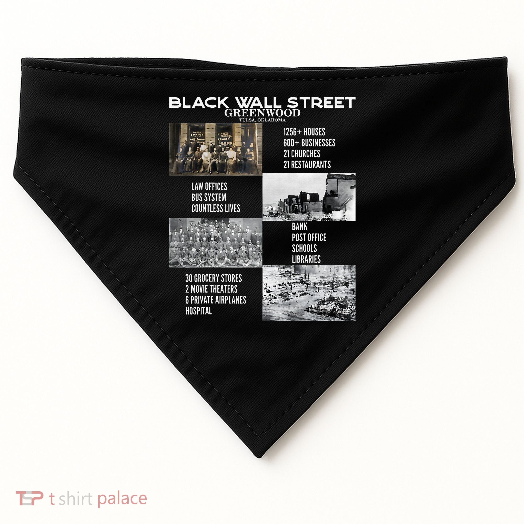 Black Wall Street African American Black History And Legacy USA-Made Doggie Bandana