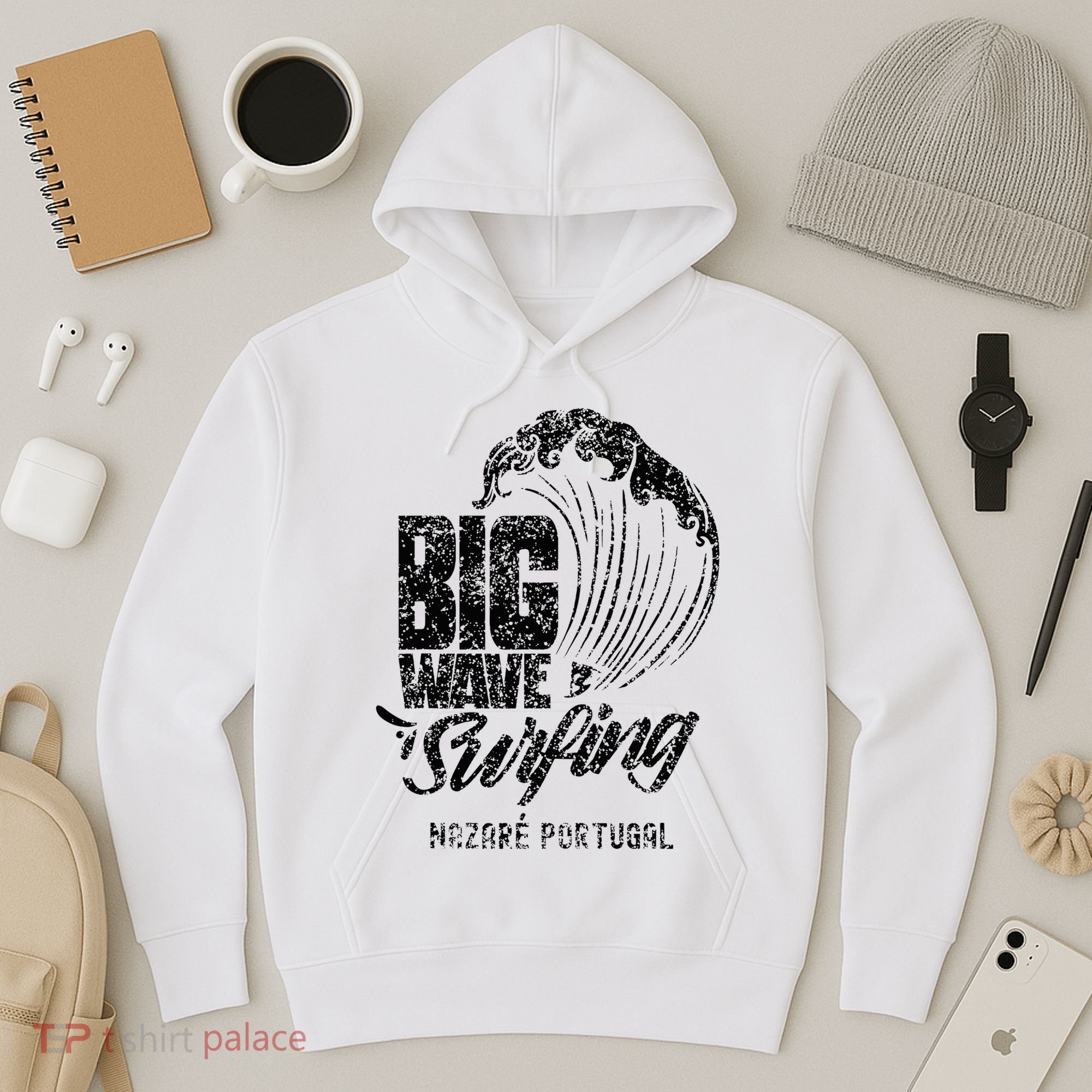 Big Wave Surfing Nazaré Portugal Surfer Surf Hoodie