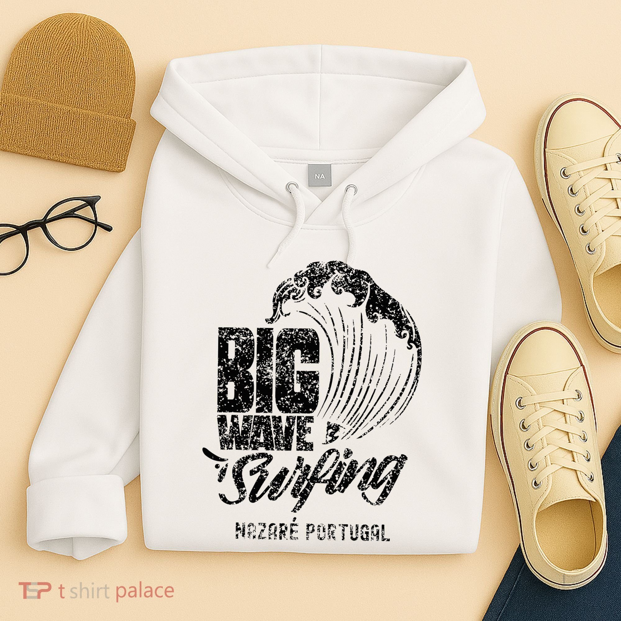 Big Wave Surfing Nazaré Portugal Surfer Surf Hoodie