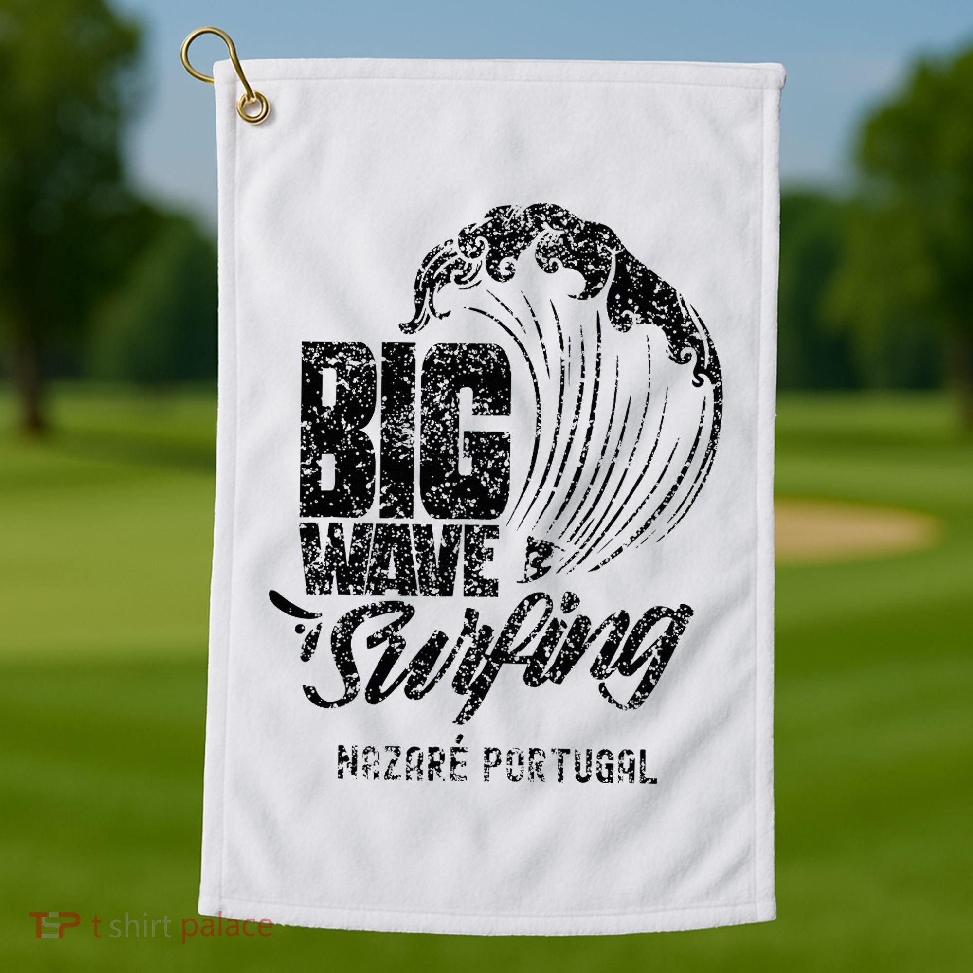Big Wave Surfing Nazaré Portugal Surfer Surf Golf Towel