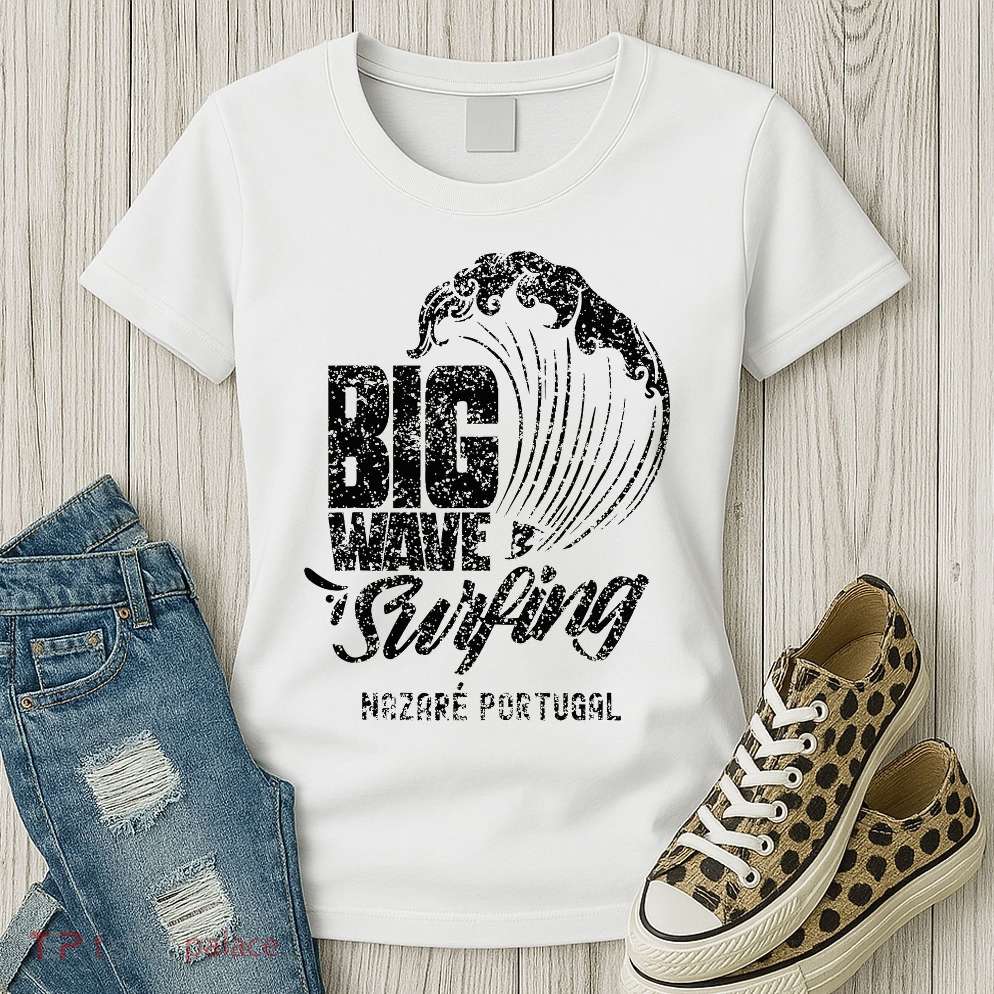 Big Wave Surfing Nazaré Portugal Surfer Surf Women's T-Shirt
