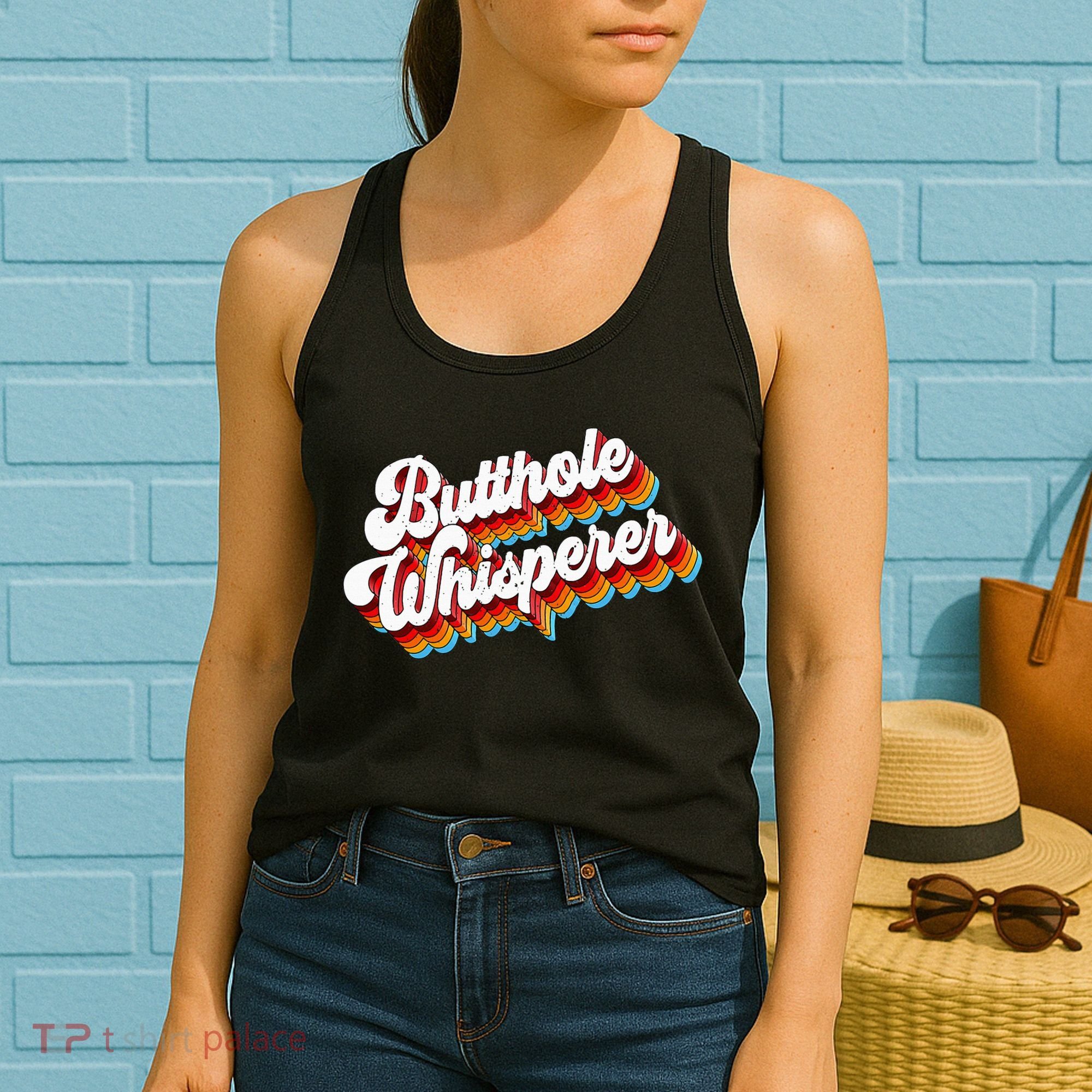 Butthole Whisperer Sarcastic Jokes Retro Women's Tank Top