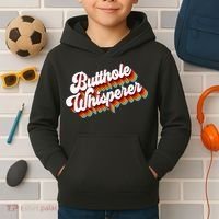 Butthole Whisperer Sarcastic Jokes Retro Kids Hoodie thumb 2