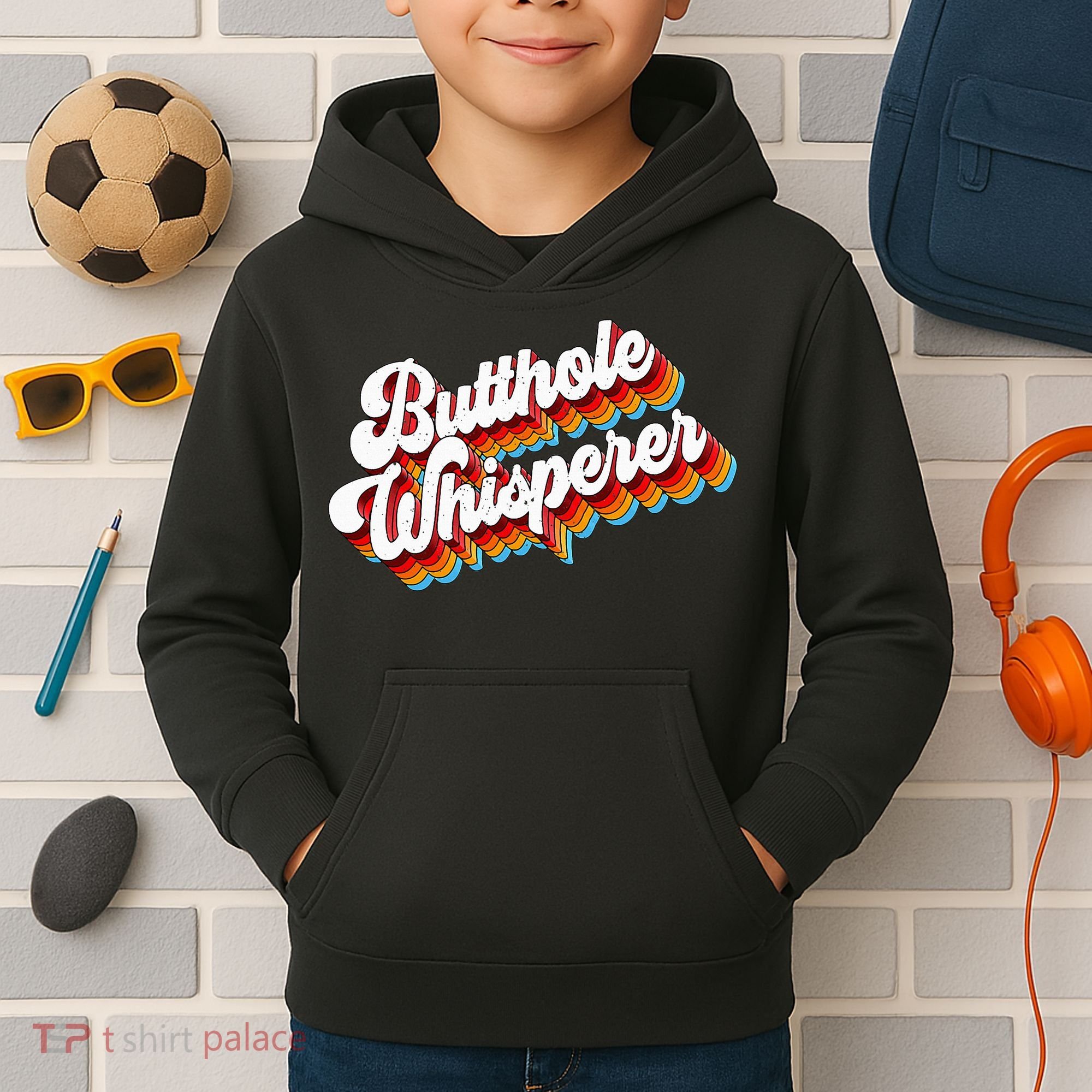Butthole Whisperer Sarcastic Jokes Retro Kids Hoodie
