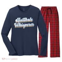 Butthole Whisperer Sarcastic Jokes Retro Funny Sarcastic Women's Long Sleeve Flannel Pajama Set  thumb 0