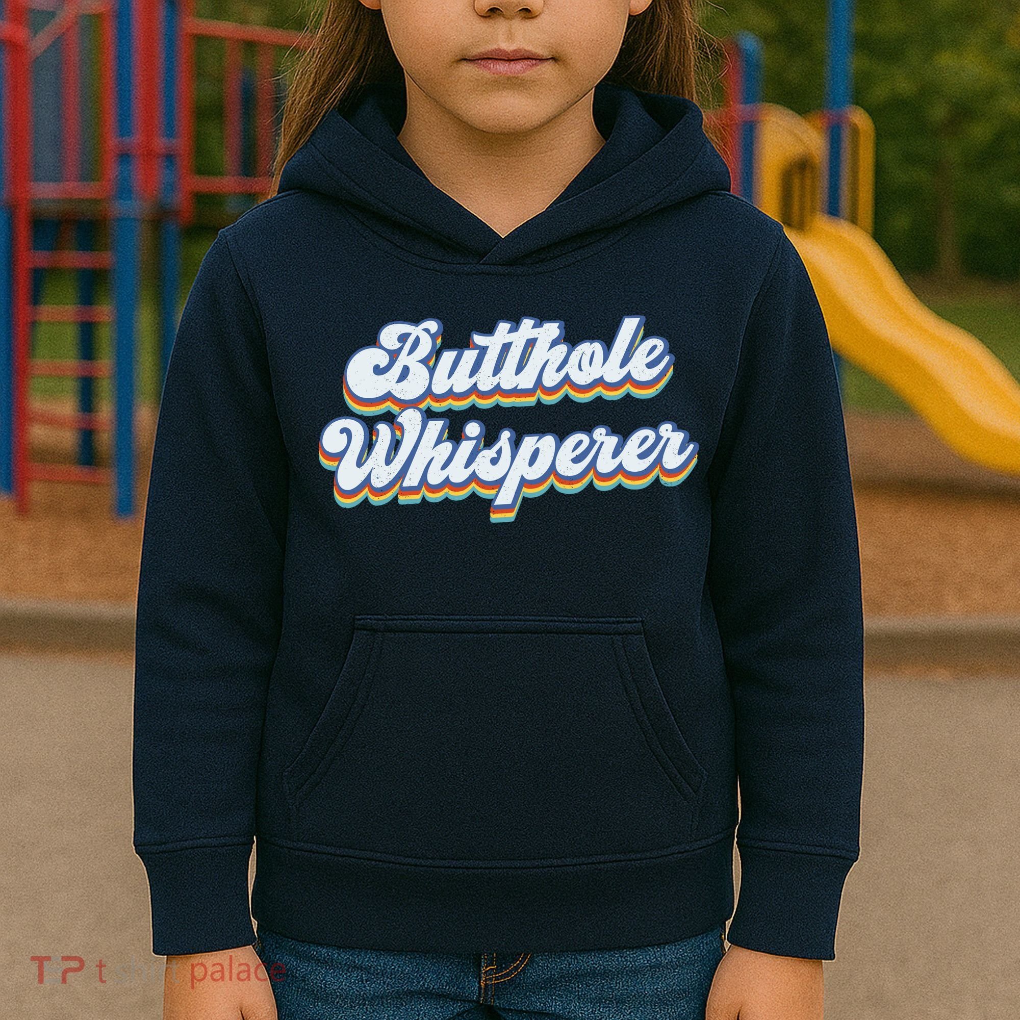 Butthole Whisperer Sarcastic Jokes Retro Funny Sarcastic Kids Hoodie