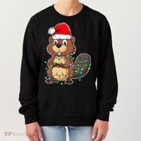 Beaver Wearing Santa Hat Xmas Funny Beaver Lover Christmas Women's Sweatshirt thumb 0