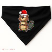 Beaver Wearing Santa Hat Xmas Funny Beaver Lover Christmas USA-Made Doggie Bandana thumb 0
