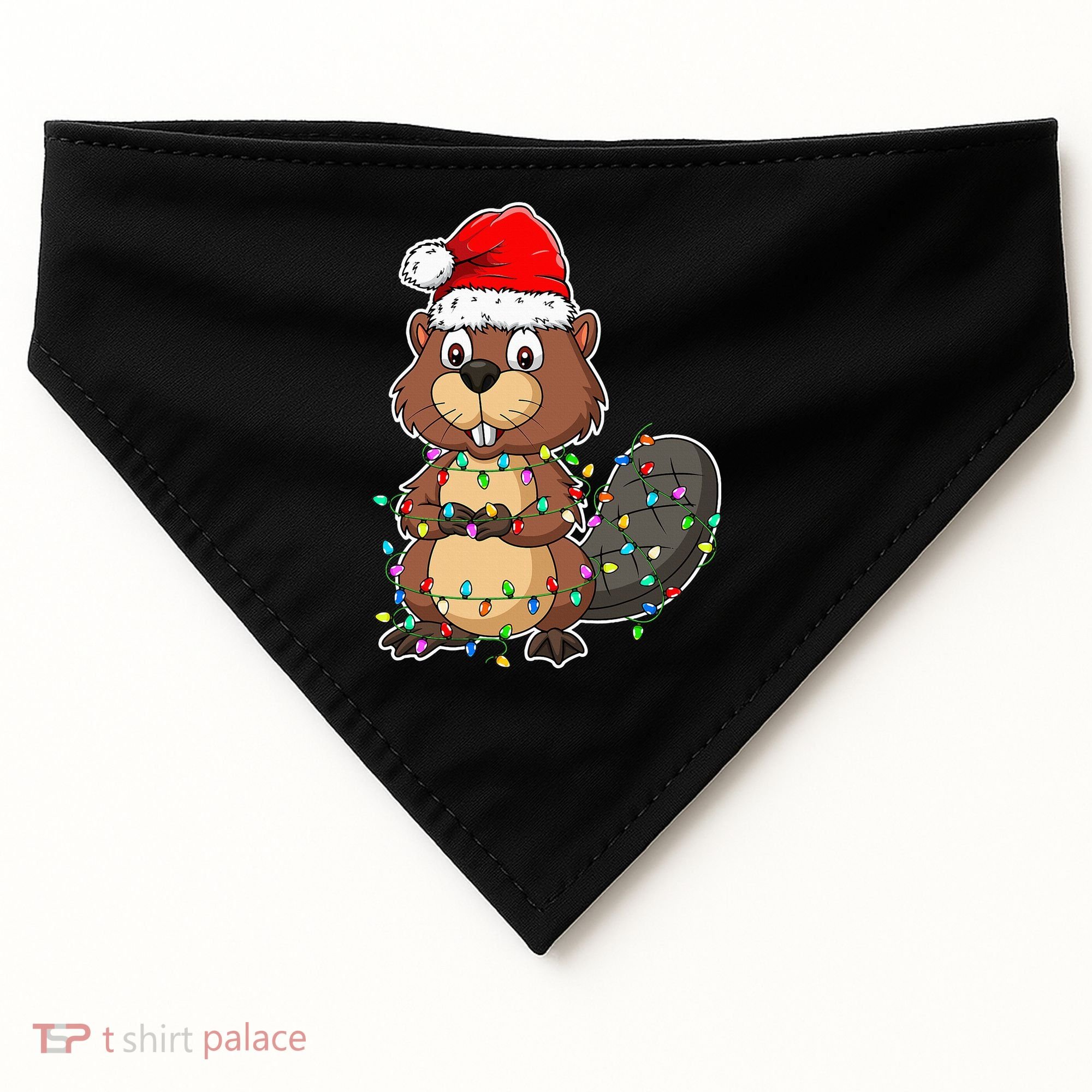 Beaver Wearing Santa Hat Xmas Funny Beaver Lover Christmas USA-Made Doggie Bandana