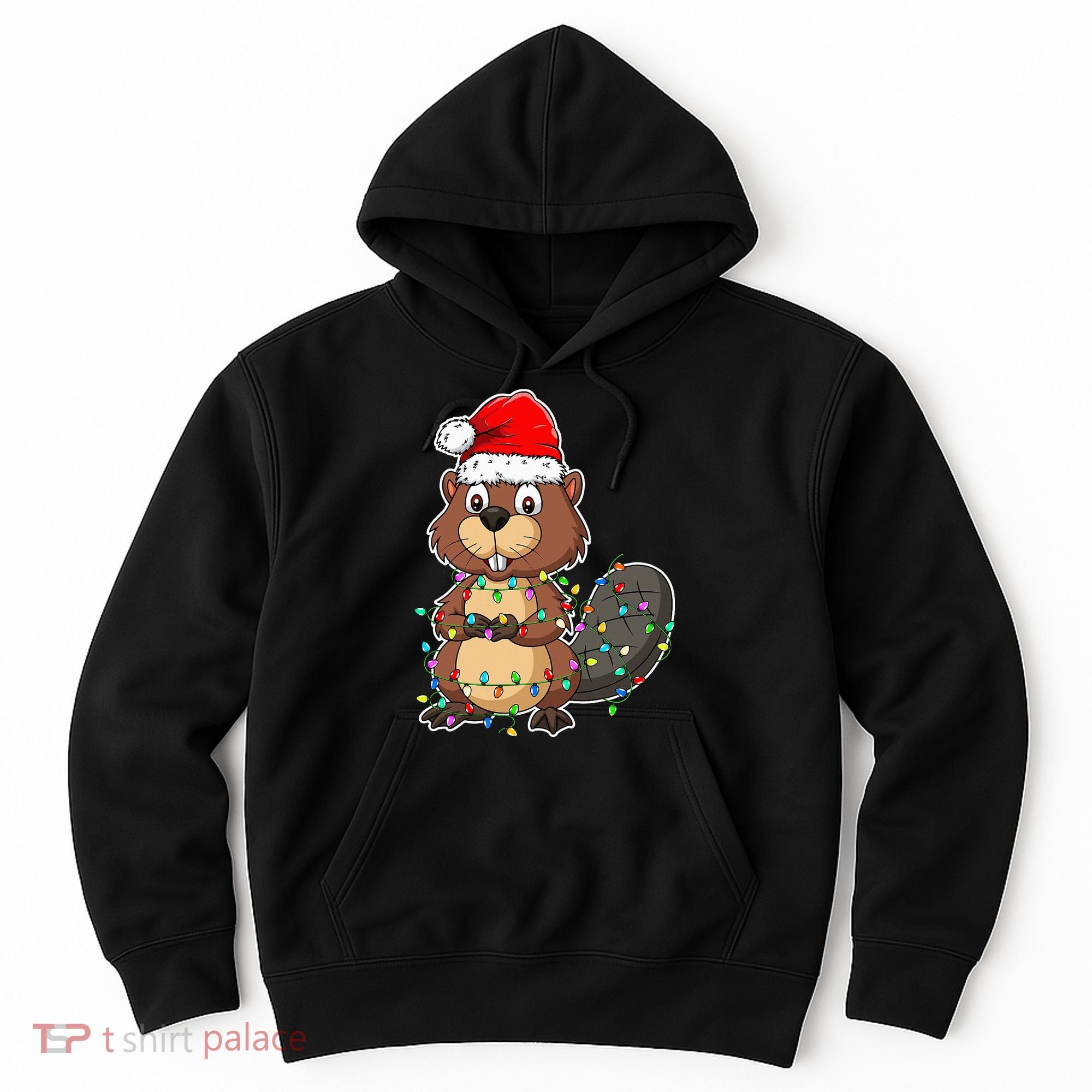 Beaver Wearing Santa Hat Xmas Funny Beaver Lover Christmas Hoodie
