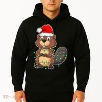 Beaver Wearing Santa Hat Xmas Funny Beaver Lover Christmas Hoodie thumb 2