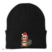 Beaver Wearing Santa Hat Xmas Funny Beaver Lover Christmas Beanie thumb 0
