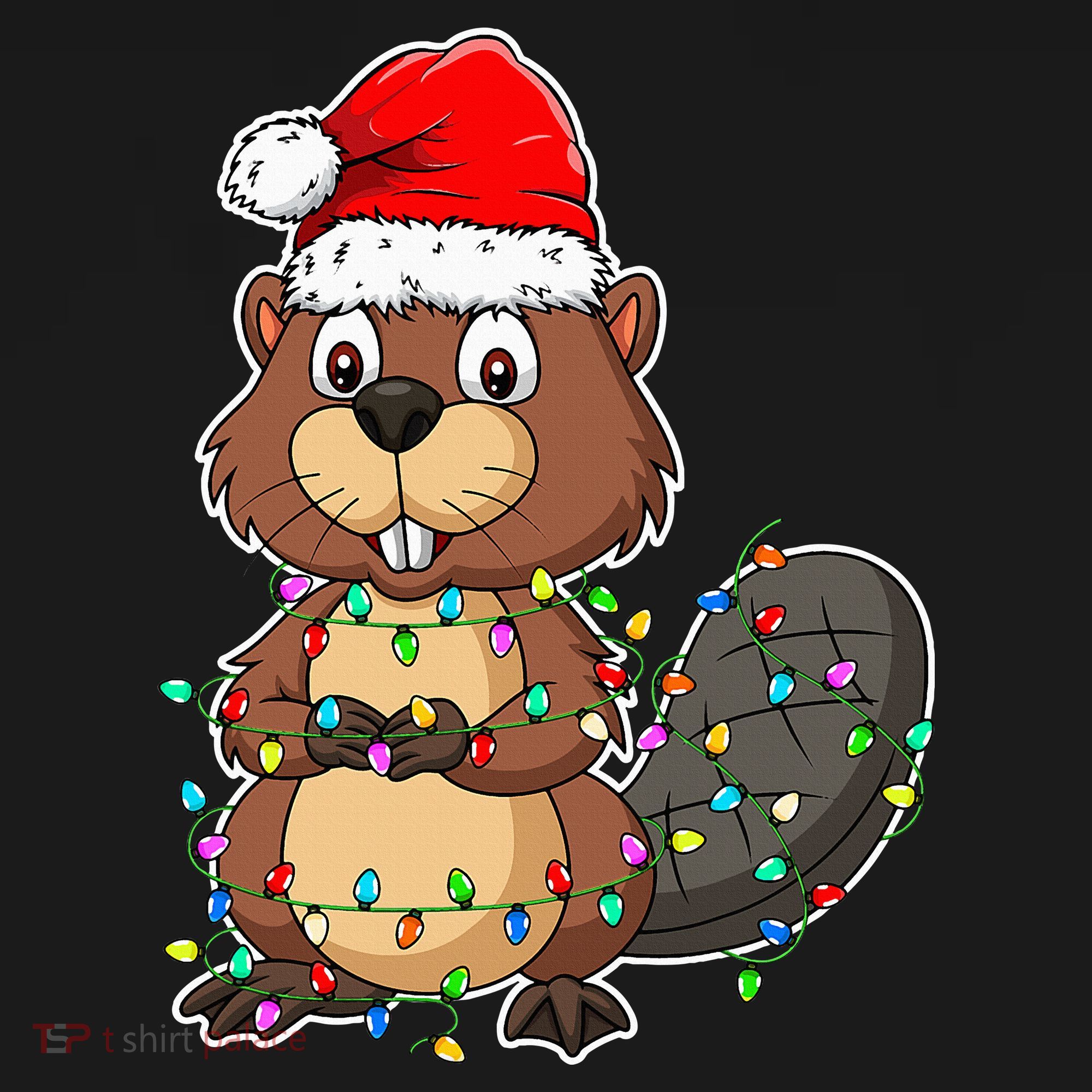 Beaver Wearing Santa Hat Xmas Funny Beaver Lover Christmas Women's Hoodie