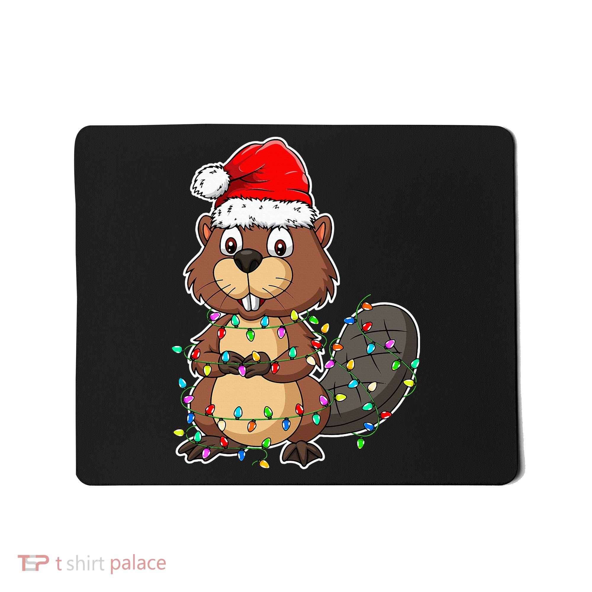 Beaver Wearing Santa Hat Xmas Funny Beaver Lover Christmas Mousepad