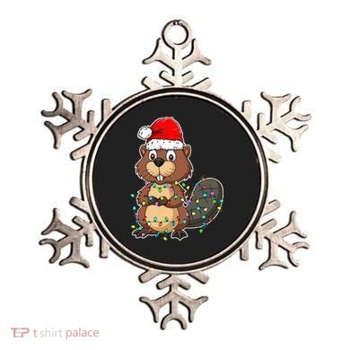 Beaver Wearing Santa Hat Xmas Funny Beaver Lover Christmas Ornament