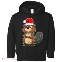 Beaver Wearing Santa Hat Xmas Funny Beaver Lover Christmas Toddler Hoodie thumb 0