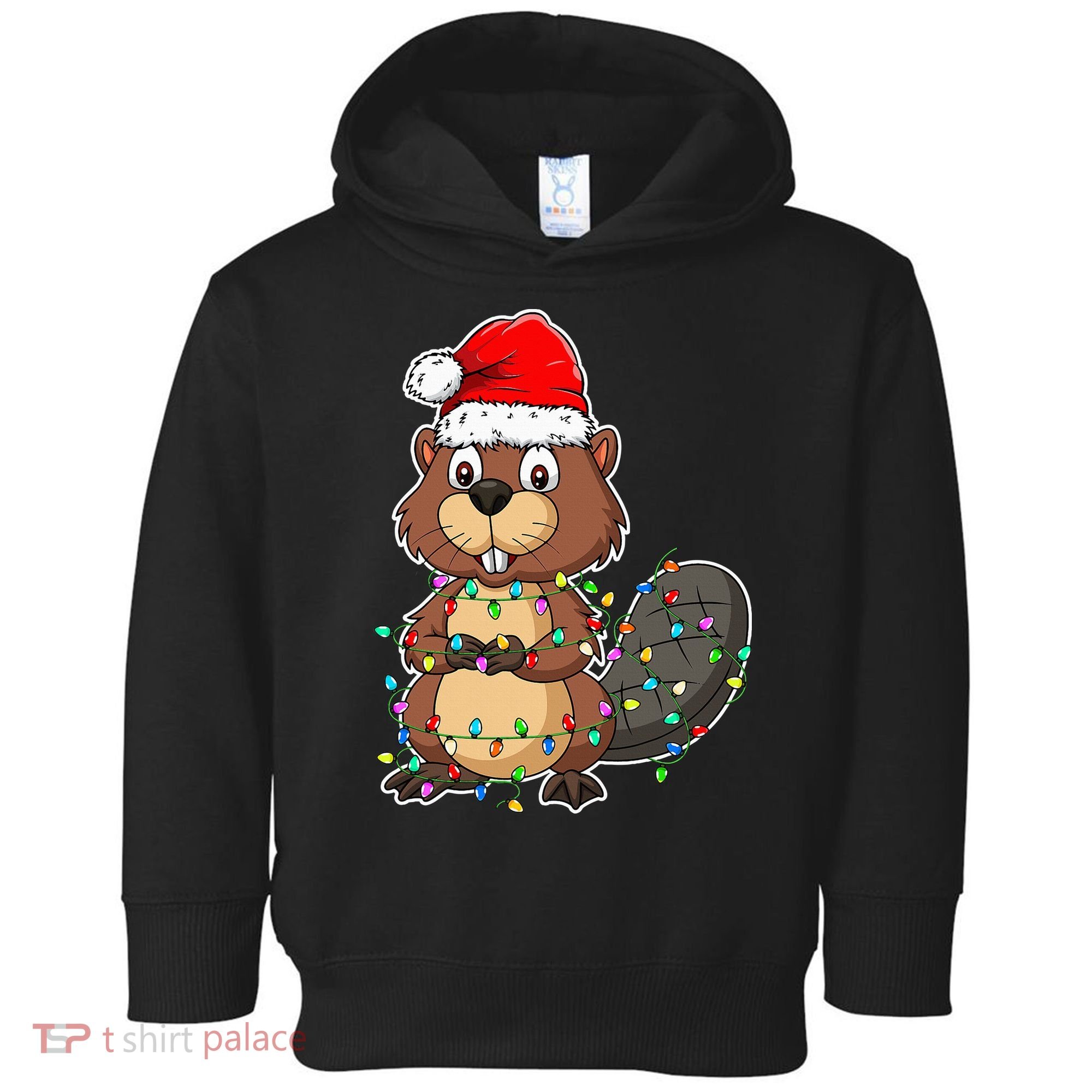Beaver Wearing Santa Hat Xmas Funny Beaver Lover Christmas Toddler Hoodie