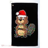 Beaver Wearing Santa Hat Xmas Funny Beaver Lover Christmas Golf Towel thumb 0