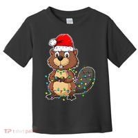 Beaver Wearing Santa Hat Xmas Funny Beaver Lover Christmas Toddler T-Shirt thumb 0