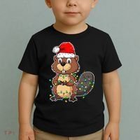 Beaver Wearing Santa Hat Xmas Funny Beaver Lover Christmas Toddler T-Shirt thumb 2
