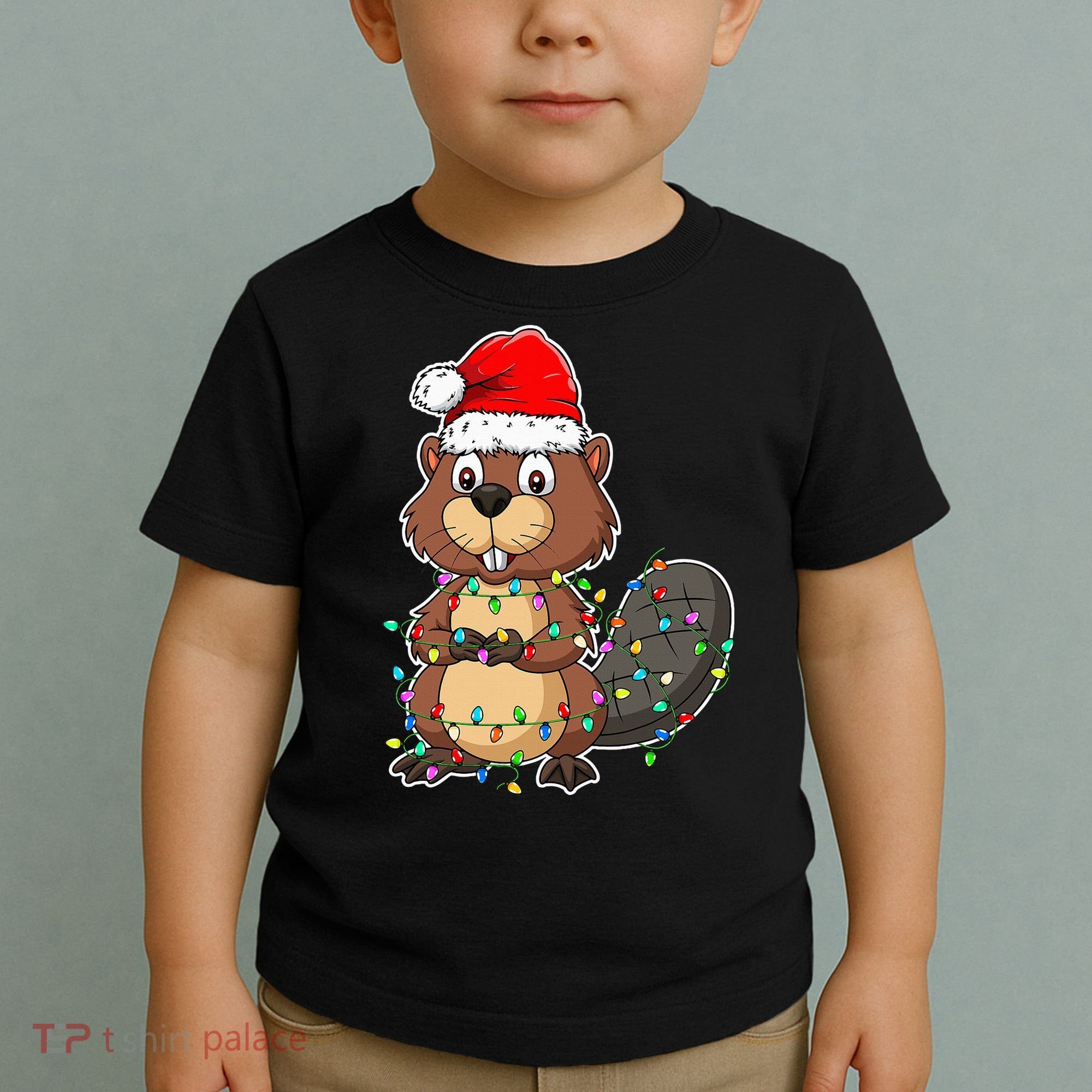 Beaver Wearing Santa Hat Xmas Funny Beaver Lover Christmas Toddler T-Shirt