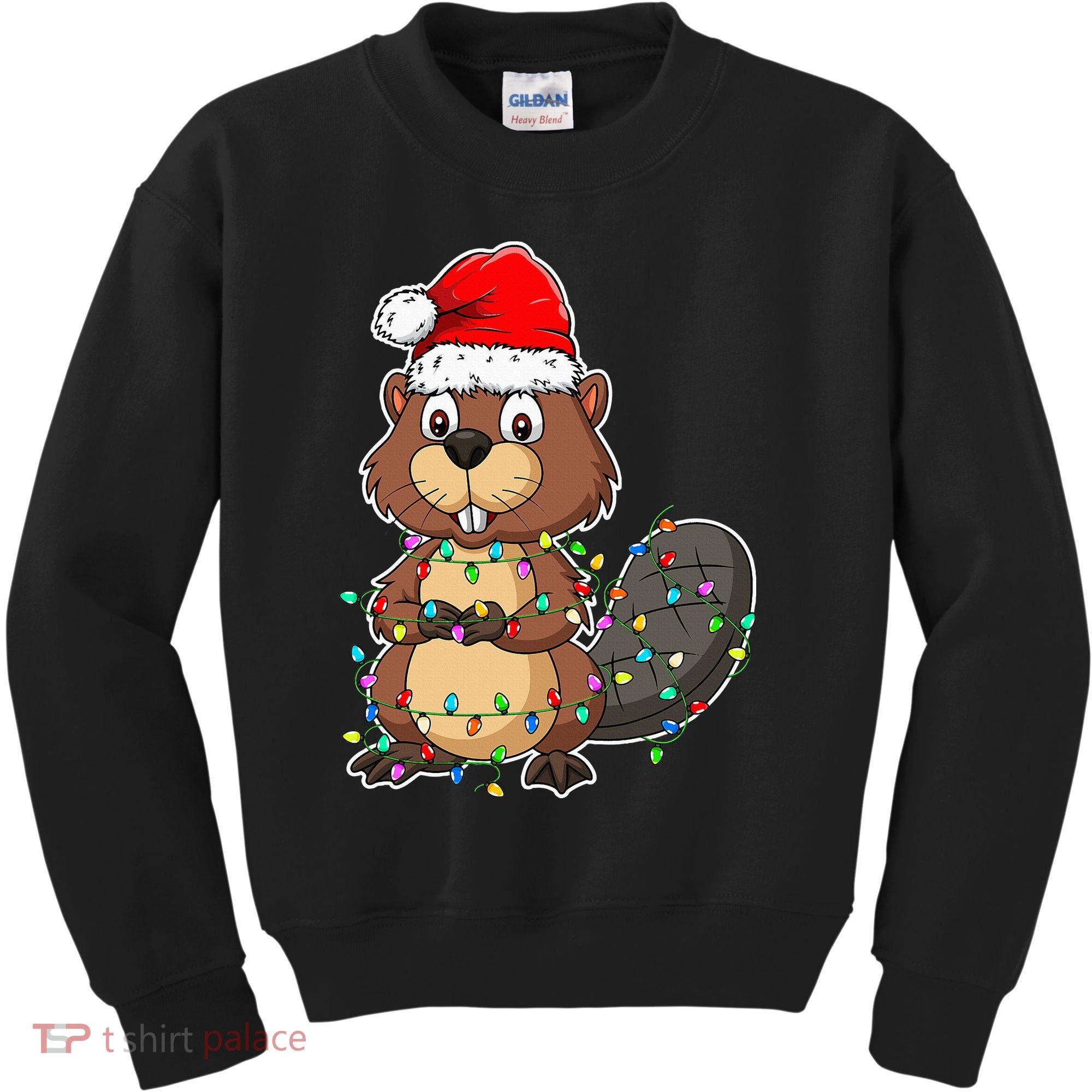Beaver Wearing Santa Hat Xmas Funny Beaver Lover Christmas Kids Sweatshirt