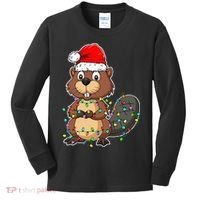 Beaver Wearing Santa Hat Xmas Funny Beaver Lover Christmas Kids Long Sleeve Shirt thumb 0