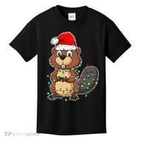 Beaver Wearing Santa Hat Xmas Funny Beaver Lover Christmas Kids T-Shirt thumb 0