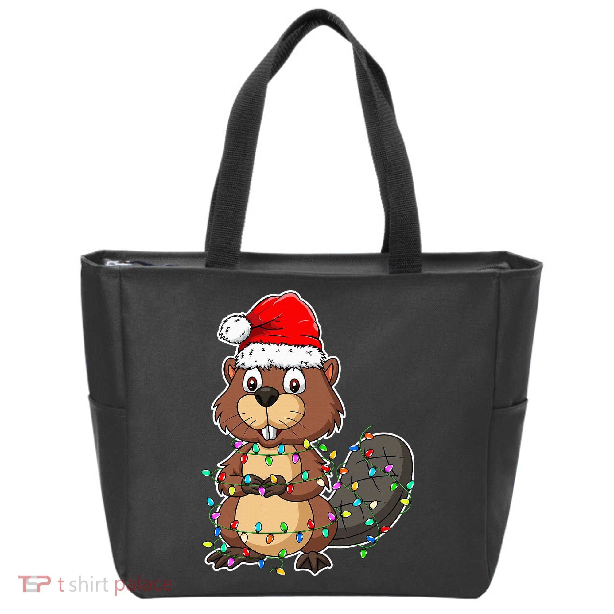 Beaver Wearing Santa Hat Xmas Funny Beaver Lover Christmas Tote Bag