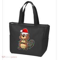 Beaver Wearing Santa Hat Xmas Funny Beaver Lover Christmas Tote Bag thumb 3