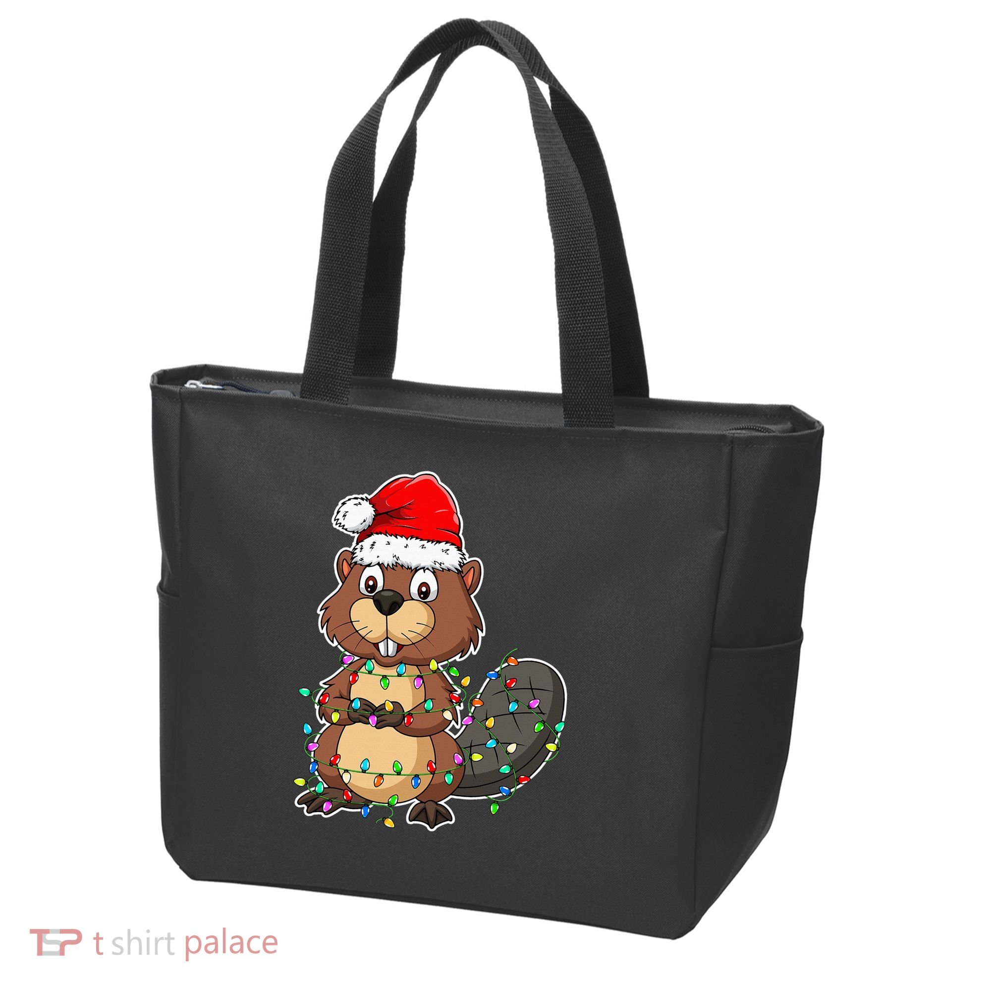 Beaver Wearing Santa Hat Xmas Funny Beaver Lover Christmas Tote Bag