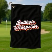 Butthole Whisperer Sarcastic Jokes Retro Funny Gift Golf Towel thumb 1
