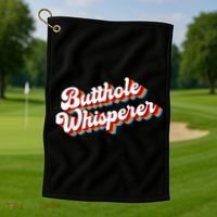 Butthole Whisperer Sarcastic Jokes Retro Funny Golf Towel thumb 1