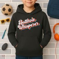 Butthole Whisperer Sarcastic Jokes Retro Funny Kids Hoodie thumb 2
