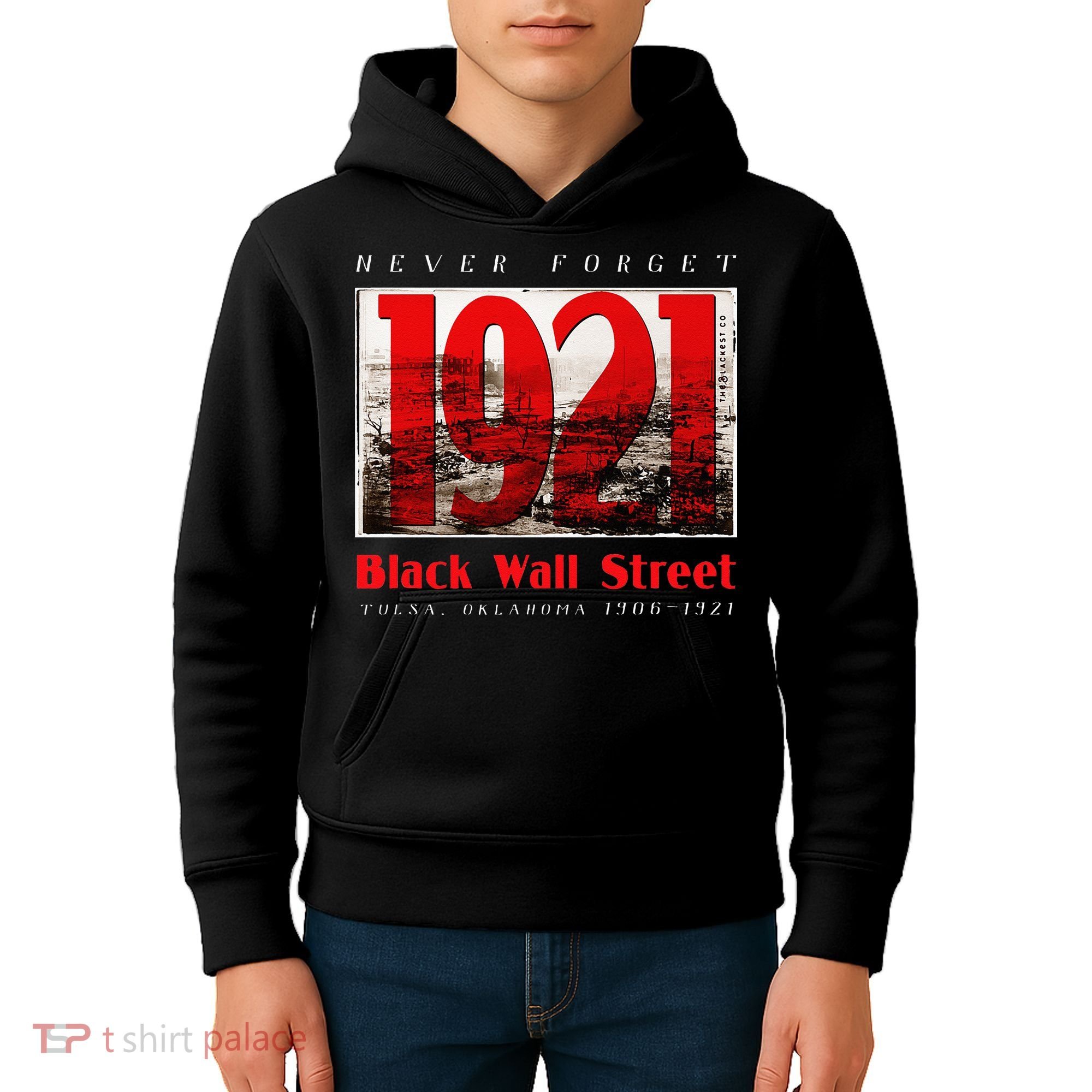 Black Wall Street 1921 Greenwood Tulsa Black History Kids Hoodie