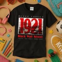 Black Wall Street 1921 Greenwood Tulsa Black History Kids T-Shirt thumb 3