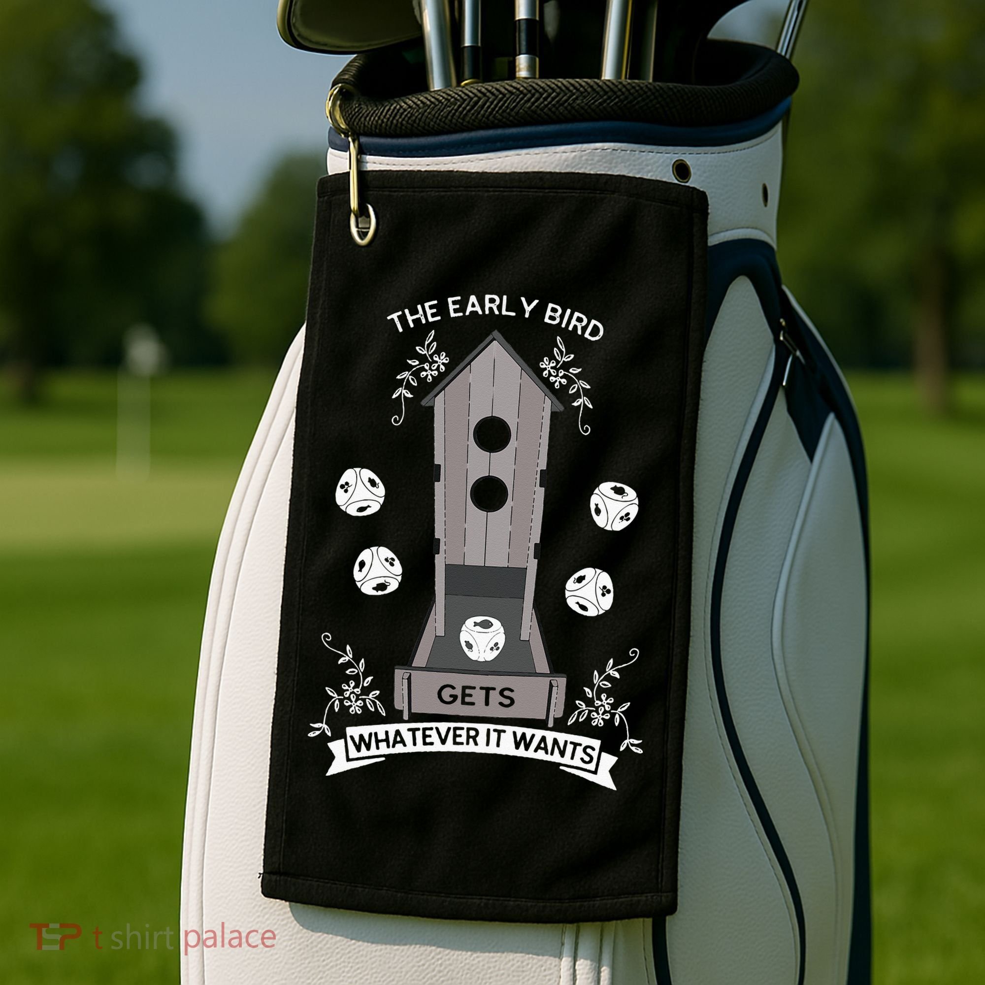 Bird Wingspan - The Early Bird Gets Whatever it Wants Dice Golf Towel
