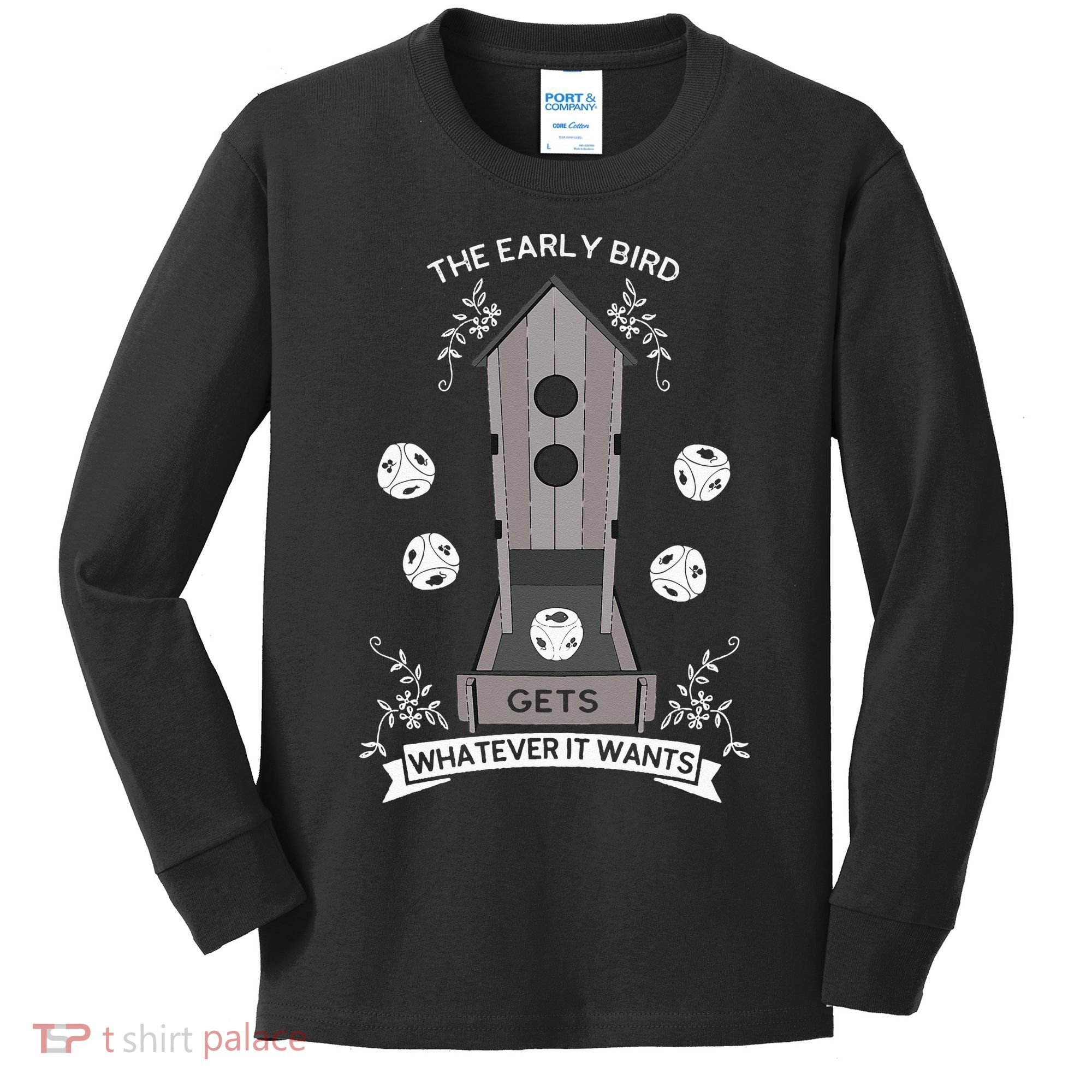 Bird Wingspan - The Early Bird Gets Whatever it Wants Dice Kids Long Sleeve Shirt