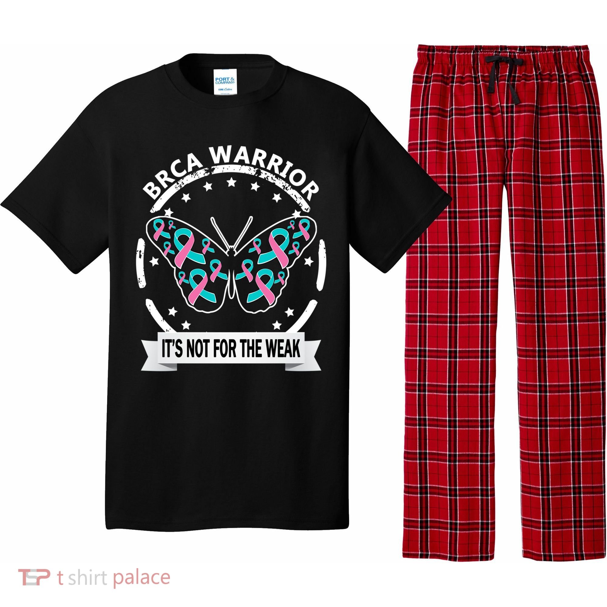 Brca Warrior Teal Pinkgiftribbon Breast Cancer Warrior Meaningful Gift Pajama Set
