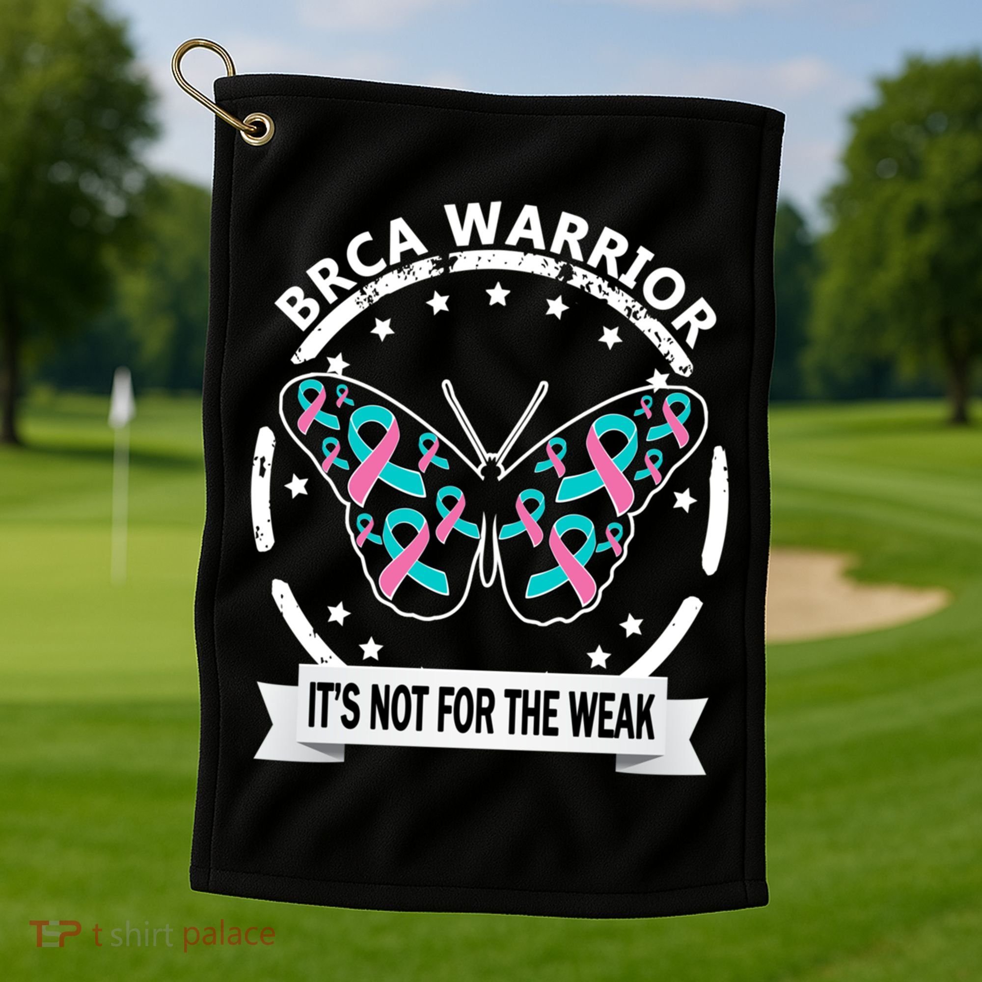 Brca Warrior Teal Pinkgiftribbon Breast Cancer Warrior Meaningful Gift Golf Towel