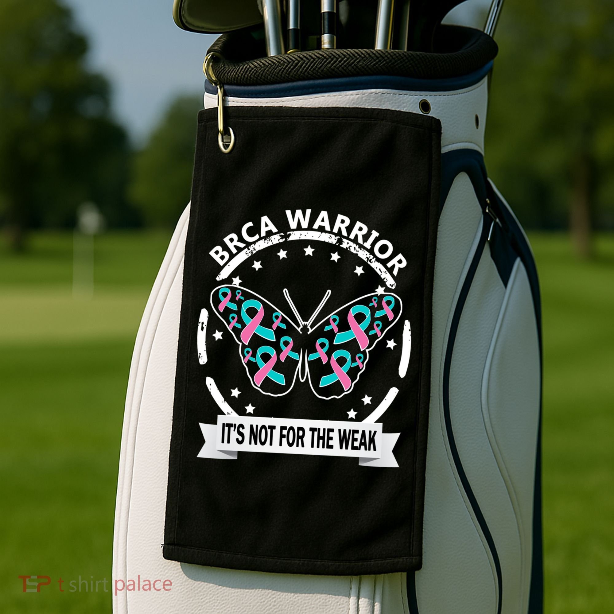 Brca Warrior Teal Pinkgiftribbon Breast Cancer Warrior Meaningful Gift Golf Towel