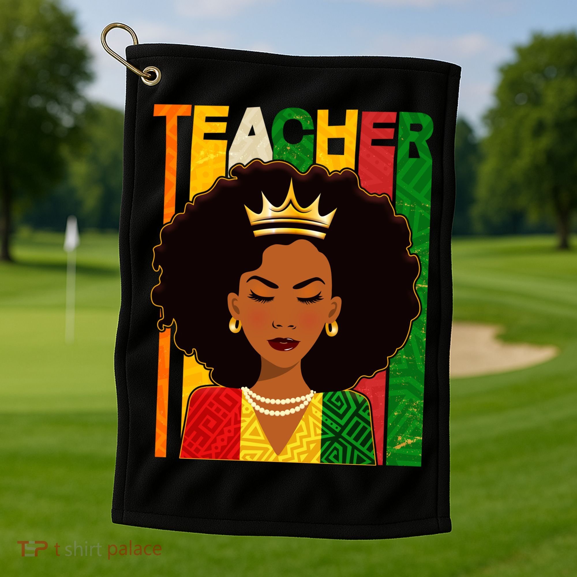 Black Woman Teacher African Black American History Golf Towel